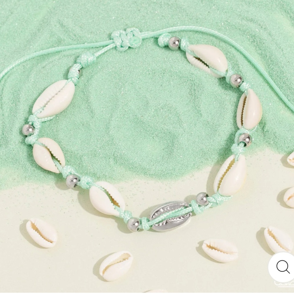 🐚🏖️🐚 “BEACHCOMBER BALLAD” GREEN CORD SEA SHELL ANKLET ~ PAPARAZZI❗️ 🐚🏖️🐚